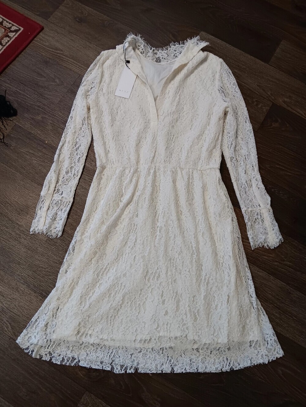 See U Soon Long-Sleeve Cream Lace A-Line Dress Sz 1 Cute Dress